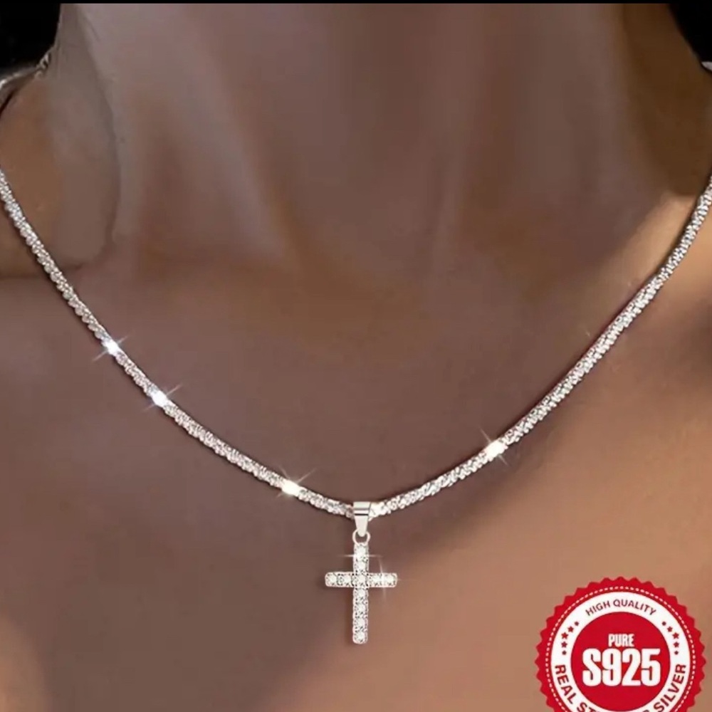Hypoallergenic 925 Sterling Cross Pendant Necklace
